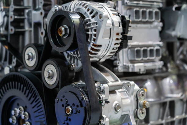 Car engine partial close-up