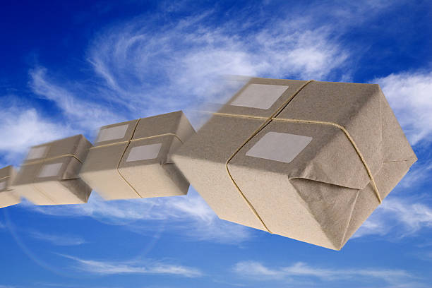 Flying Boxes with Blue Sky
